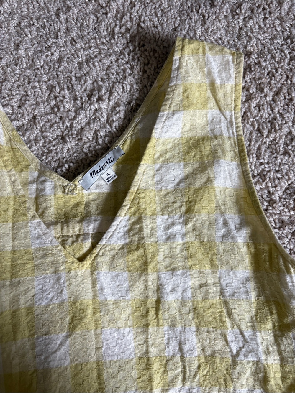 Madewell Yellow and White Checkered 100% Cotton Tank Top - Picture 2 of 4
